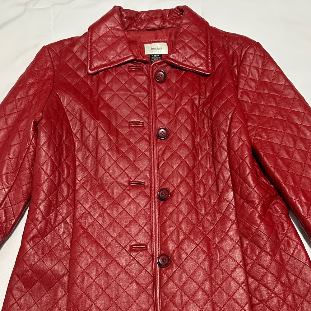 Neiman Marcus Red Leather Jacket - Picture 3 of 16